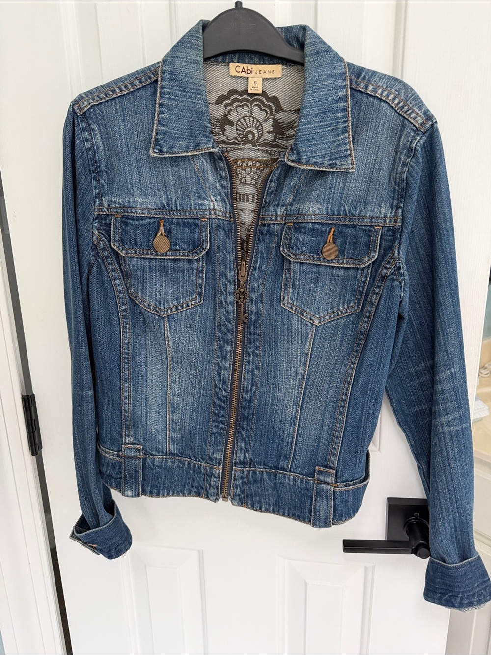 CAbi Blue Denim Zip-Front Jean Jacket